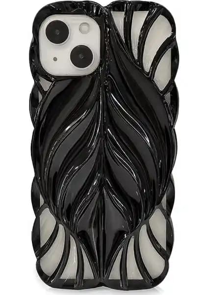 CepStok iPhone 13/14 Yaprak Desenli Parlak Silikon Kılıfı Şıklık ve Koruma Sağlar