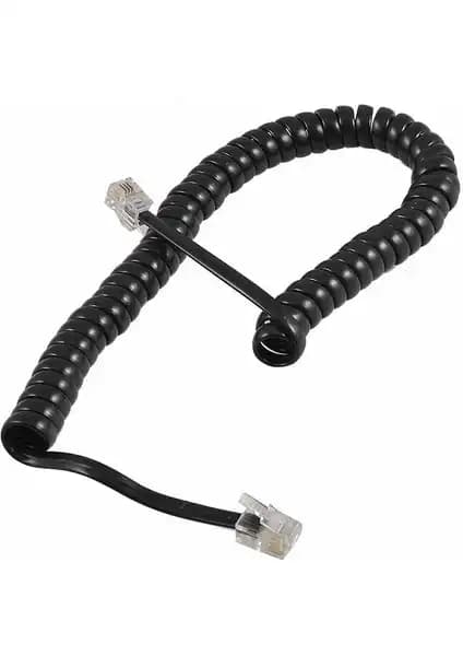 Cmk Siyah Spiral Telefon Kordon Kablo 4P/4C Uzun Ömürlü ve Esnek Bağlantı Çözümü