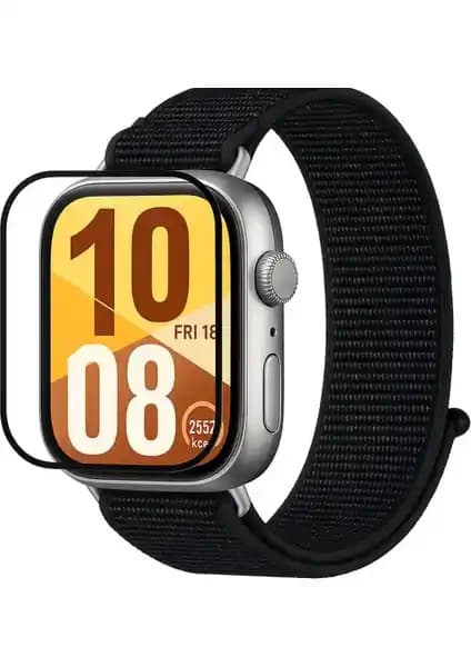 Fibaks Huawei Watch Fit 4 Uyumlu Kavisli Siyah Tam Kaplayan Ekran Koruyucu