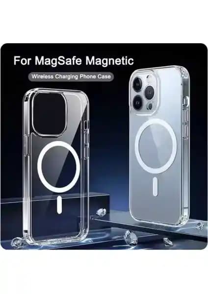 iPhone 14 Pro Max için Magsafe destekli sert silikon kılıfı Turkuaz renk seçeneği