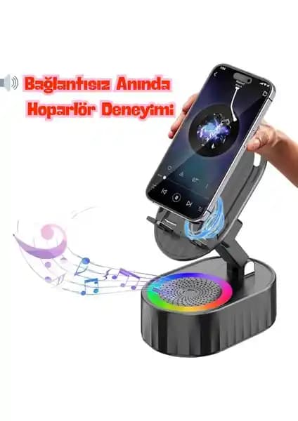 Kleora Kablosuz Işıklı Telefon Hoparlör Standı Modern Çok Fonksiyonlu Tasarım