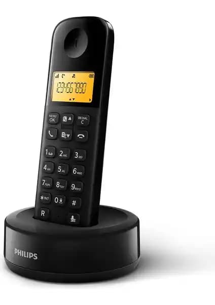 Philips D1601B Siyah Dect Telefon Modern Tasarım ve Çevre Dostu Özellikler ile