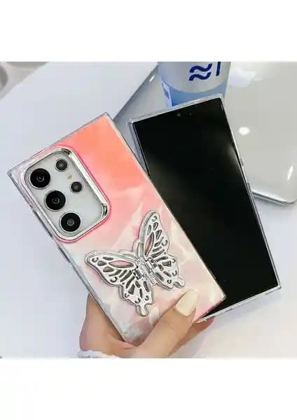 Samsung Galaxy S21 Ultra için Şık ve Koruyucu Silikon Kılıf, Renk Değiştiren Hologram Özelliği