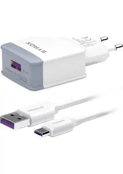 Syrox Q30 3.0A Hızlı Şarj Adaptörü ve Micro USB Kablo ile Güç ve Hız Bir Arada