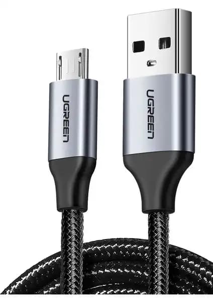 Ugreen Micro USB Data ve Şarj Kablosu Siyah 1.5 Metre Uzunlukta Güçlü ve Dayanıklı