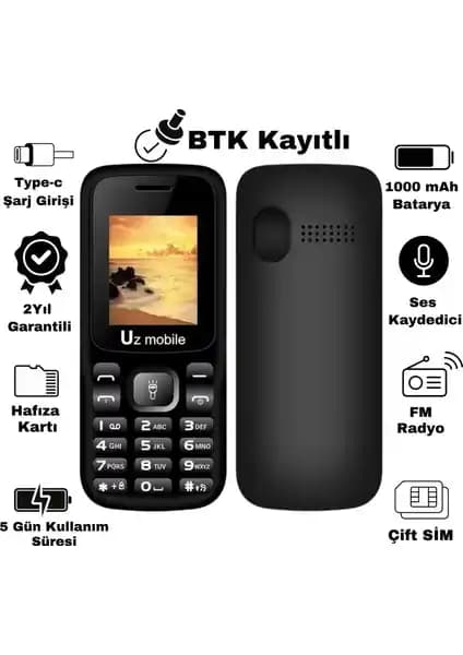 Uz Mobile: Günlük Kullanım İçin Dayanıklı ve Pratik Çift SIM Tuşlu Telefon