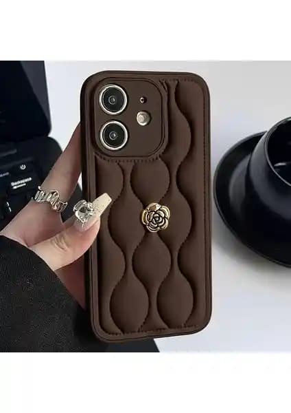 Zebana Apple iPhone 11 Uyumlu Kahverengi Camellia Deri Kılıf Detayları