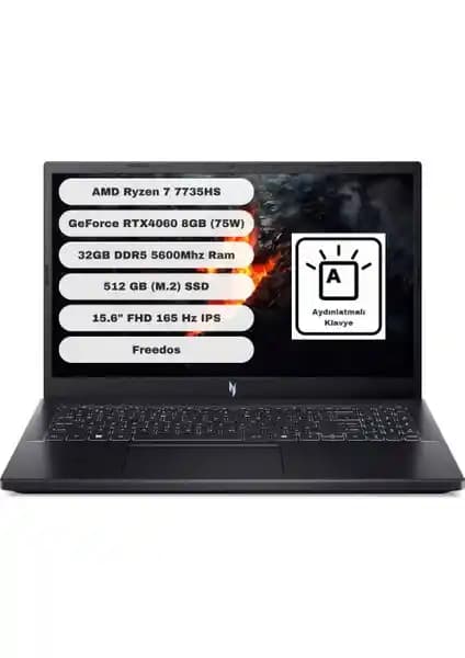 Acer Nitro V15 ANV15-41: Ryzen 7 7735HS ve RTX 4060 ile Full HD oyunlarda taşınabilir güç