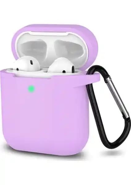 AirPods 1 ve 2 için lilac renkli silikon kılıf: 360 derece koruma ve kolay erişim
