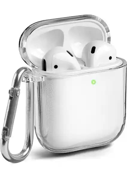 AirPods 1. ve 2. Nesil için koruma odaklı şeffaf silikon kılıf ve taşıma halkası – dayanıklı kullanım