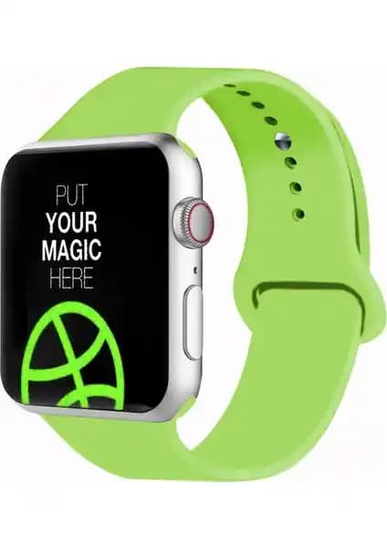 Case 4U Yeşil Silikon Spor Kayışı – Apple Watch İçin Geniş Uyum ve Rahatlık (44/42/45 mm)