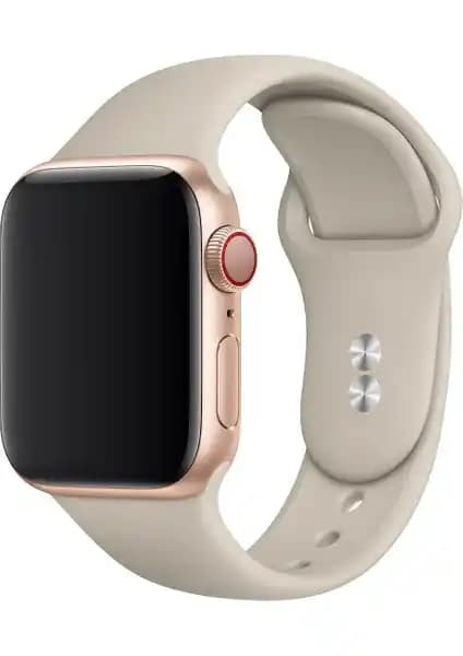 Elma Saati için 42-44 mm krem silikon kayış: Series 3-6 SE uyumlu, konforlu ve dayanıklı