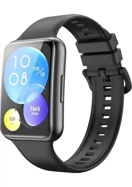 Fibaks Huawei Watch Fit 2 Kordon Kayışı: Siyah Silikon Delikli, Konforlu ve Uyumlu