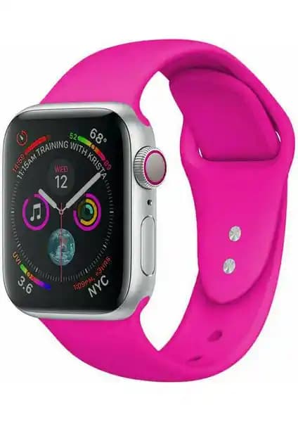 Fuşya Silikon Kordon 42-44 mm Apple Watch için konforlu ve zarif günlük kullanım stili