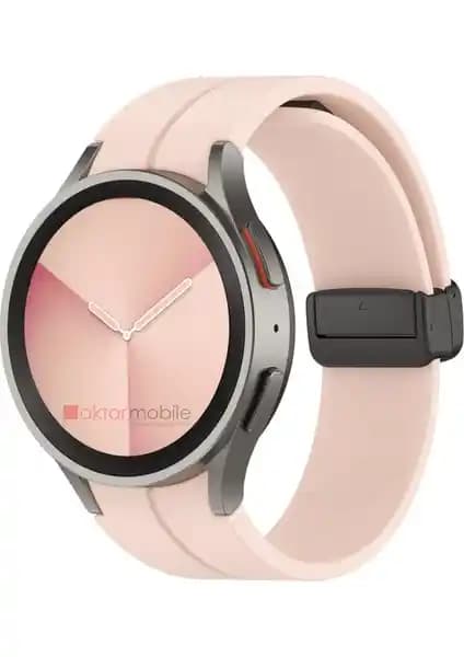 Galaxy Watch 4 ve 5 için silikon kordon: mıknatıslı toka ile hızlı ayarlama