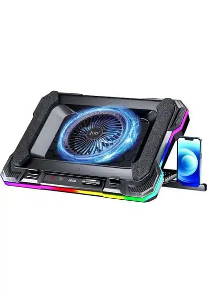 Juo Yeti RGB LED Ekranlı 140 mm Laptop Soğutucu Standı: 300-2200 RPM, 14-19 inç Uyumlu