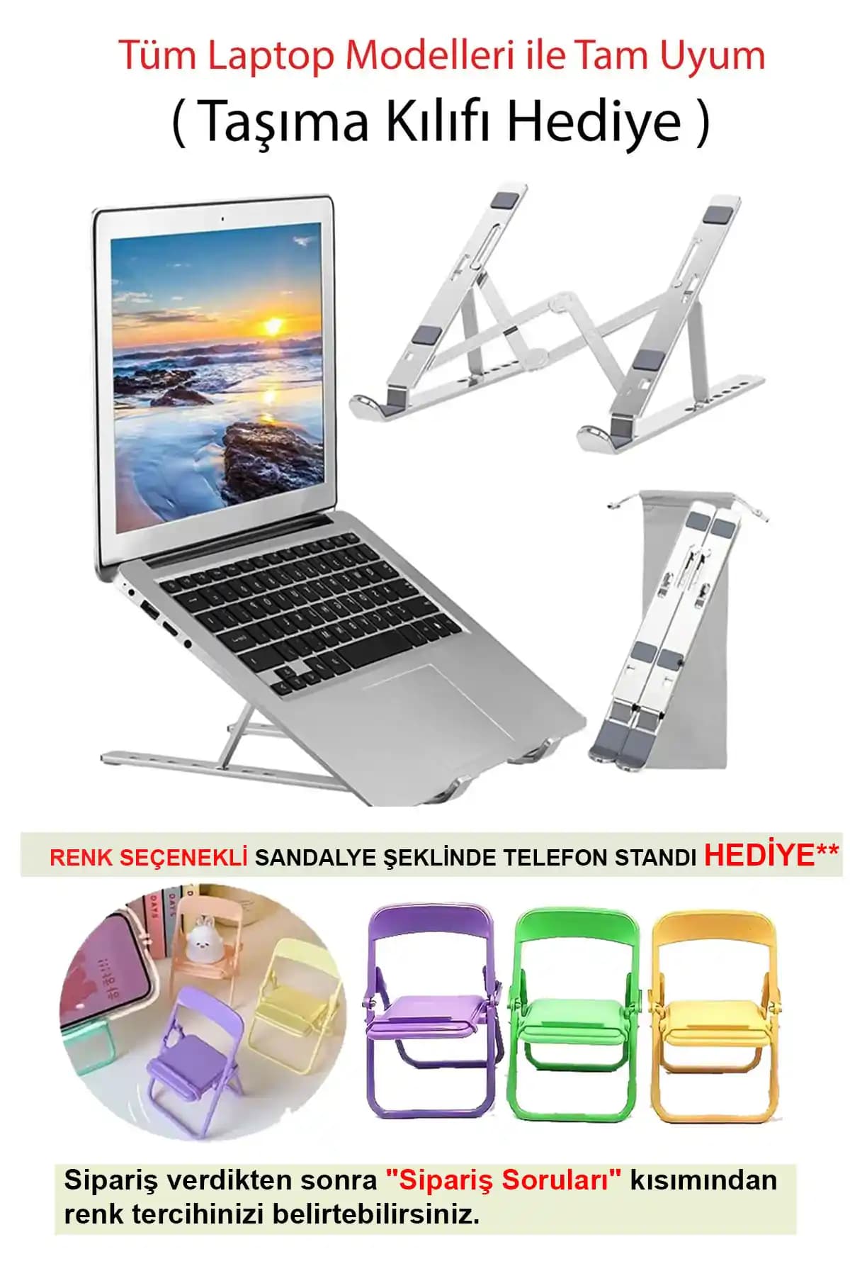 KLASİST Alüminyum Ayarlı Laptop Yükseltici Tutucu: Ergonomik Çalışma Konforunu Genişletin