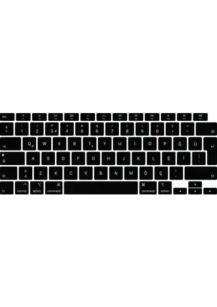 Klavye Koruyucu Silikon Siyah, MacBook Air 13 A2337 (M1), Türkçe Q/UK Düzeni Uyumlu