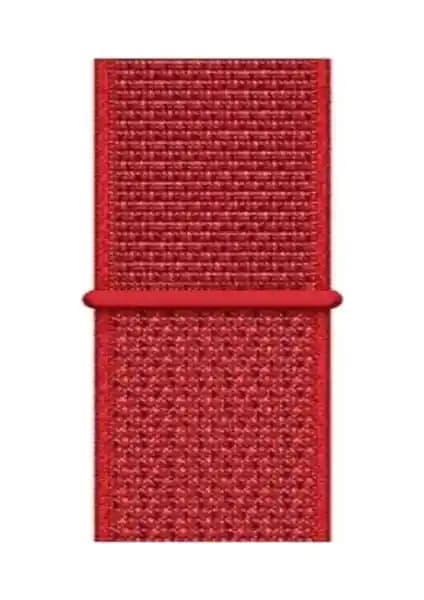 Ma h zen Spor Loop Kırmızı Naylon Kordon 42-44 mm Apple Watch için Hafif ve Konforlu Uyum