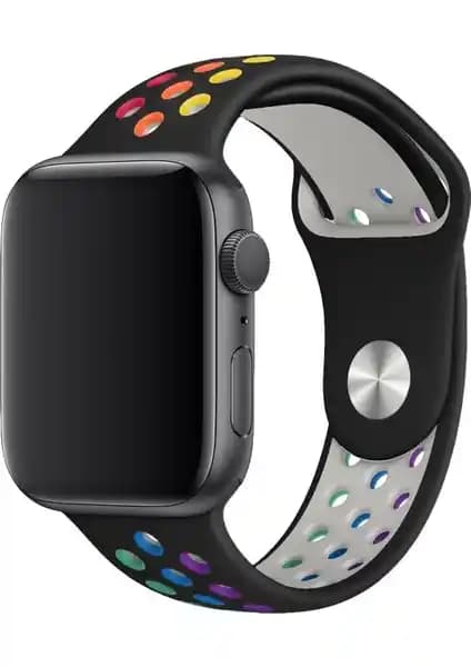 Mi7a delikli silikon kayış, Apple Watch için spor ve günlük kullanımda konfor sunar