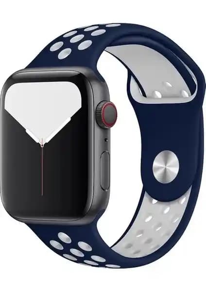 Mi7a Delikli Spor Silikon Kordon: Apple Watch Series 7–2 SE ile Uyumlu, 42–45mm Boyutları