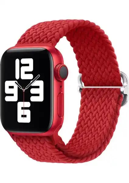 MobaxAksesuar Örgü Tokalı Kordon Kırmızı: Apple Watch 38/40/41 mm Uyumlu ve Ayarlanabilir