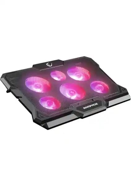 Rampage AD-RC10 X-Gust Siyah 6 Fanlı Rainbow Işıklandırmalı Notebook Soğutucu Stand