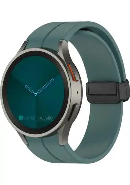 Samsung Galaxy Watch 4/5 için Silikon Kordon: Mıknatıslı D Tokalı Tasarım, Konforlu Kordon