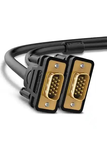Ugreen 15 Pin VGA to VGA Görüntü Aktarma Kablosu 1 Metre - Siyah, VGA Erkek-Erkek, Yüksek Çözünürlük