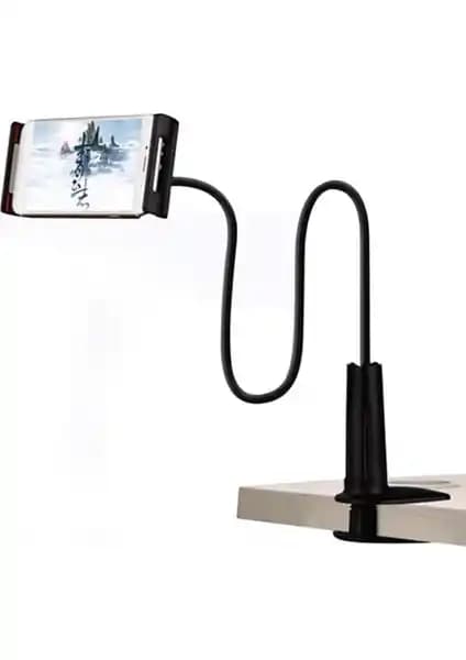 Wlue Masaüstü Tutucu 360° Esnek Kol 72 cm Siyah Telefon ve Tabletler için Uyumlu