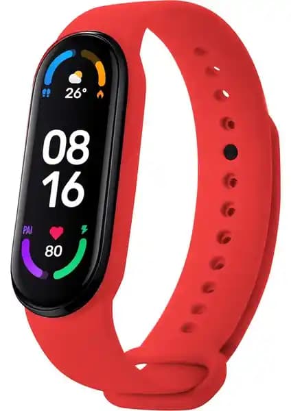 Xiaomi Mi Band 5/6 Uyumlu Kırmızı Silikon Kordon: Dayanıklı, Konforlu ve Suya Dayanıklı
