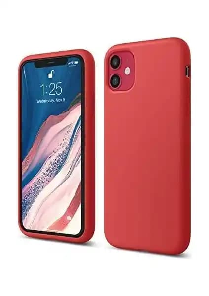 Apple iPhone 11 için Liquid Lansman Silikon Kılıf Kırmızı Renkli Şık ve Koruyucu Tasarım