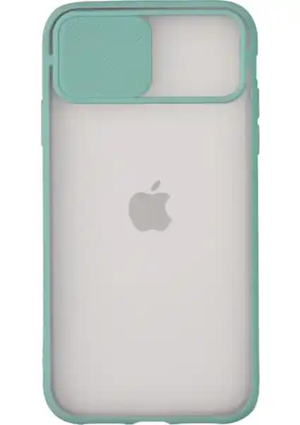 Apple iPhone 11 için Su Yeşili Kapak Lensli Korumalı Silikon Kılıf