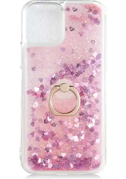 Apple iPhone 13 için Pembe Silikon Kılıf Hareketli Simler ve Stand Özelliğiyle Şık Tasarım