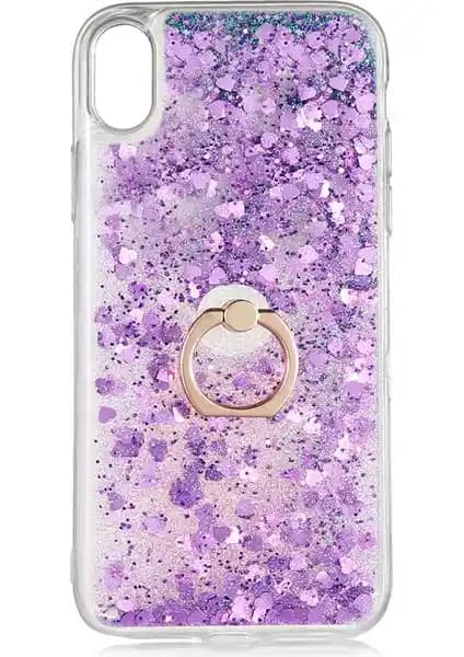 Apple iPhone XS Max için Sıvılı Simli Yüzüklü Kapak Kılıfı Güvenlik ve Şıklık Sunar