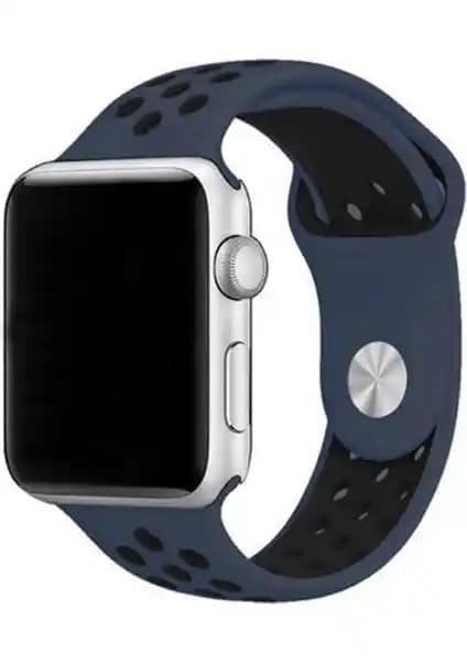 Apple Watch Seri 7/6/SE/5/4 için Gece Mavisi Delikli Spor Kayış Şıklık ve Konfor Sunar