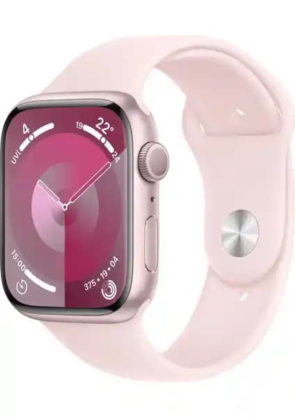 Apple Watch Seri 9 GPS 45mm Pembe Alüminyum Spor Kordon ile Şıklık ve Fonksiyonellik