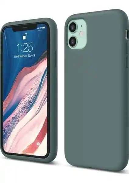 Atalay Apple iPhone 11 Silikon Kılıf Koyu Yeşil Renkli Şık ve Koruyucu Tasarım