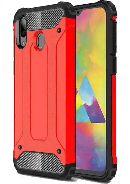 Galaxy M20 için Çift Katmanlı Kırmızı Koruma Kılıfı 75-90 Karakter