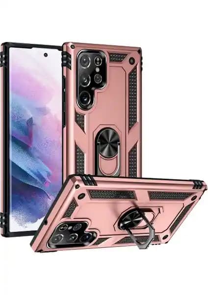 Galaxy S22 Ultra için dayanıklı ve şık standlı Vega Tank sert yüzüklü kılıf