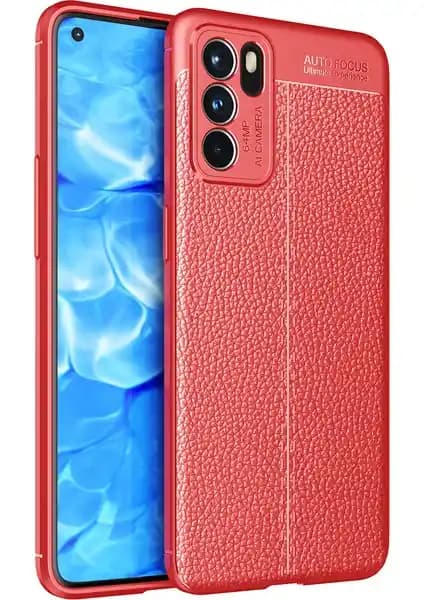 KNY Oppo Reno 6 Kılıf Deri Desenli Lux Silikon Şıklık ve Koruma Sunar