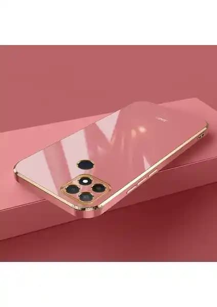 Realme C21Y İçin Şık ve Koruyucu Silikon Kılıf Parlak Altın Kenar Detaylarıyla