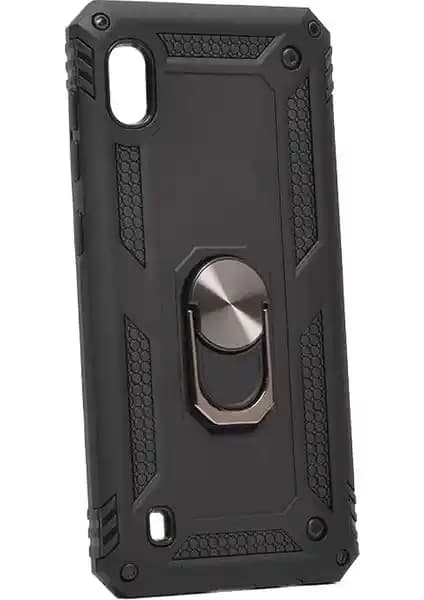 Samsung Galaxy A10 İçin Çift Katmanlı Manyetik Yüzüklü Siyah Kılıf Üretici Güvenilirliği