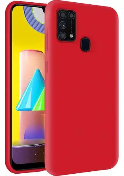 Samsung Galaxy A21S İçin Kadife Soft Silikon Kılıf Kırmızı Renkli Şık ve Dayanıklı Koruma