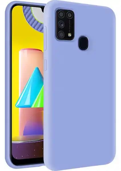 Samsung Galaxy A21S için şık ve dayanıklı kadife soft silikon kılıf Lila renk seçeneği