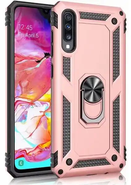 Samsung Galaxy A70 için Şık ve Koruyucu Çift Katmanlı Manyetik Rose Gold Kılıf