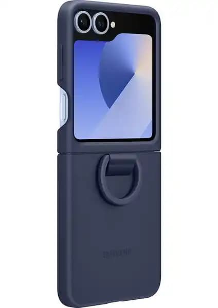 Samsung Galaxy Flip6 İçin Yüzüklü Silikon Kılıf Mavi Renkli Koruma ve Şıklık Sunar