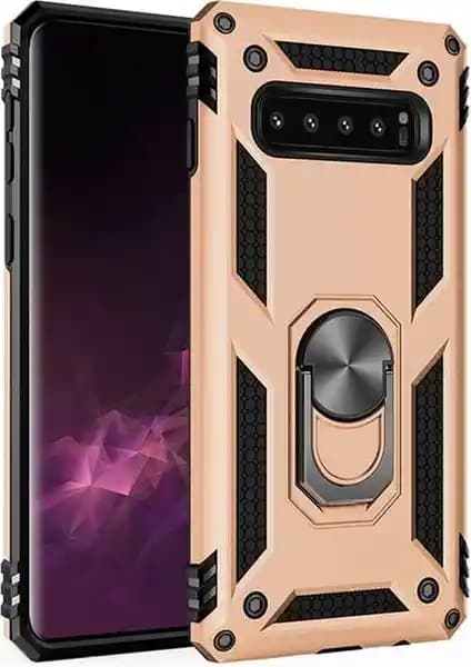 Samsung Galaxy S10 Plus için Çift Katmanlı Manyetik Yüzüklü Kılıf Güçlü Koruma ve Şık Tasarım