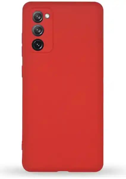 Samsung Galaxy S20 FE için Kadife İçli Silikon Kılıf Kırmızı Kamera Koruyucu ve Şık Tasarım