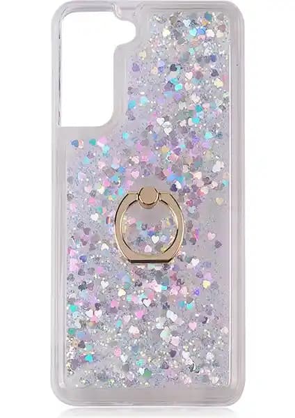 Samsung Galaxy S21 FE İçin Şık ve Koruyucu Simli Sıvılı Yüzüklü Kılıf